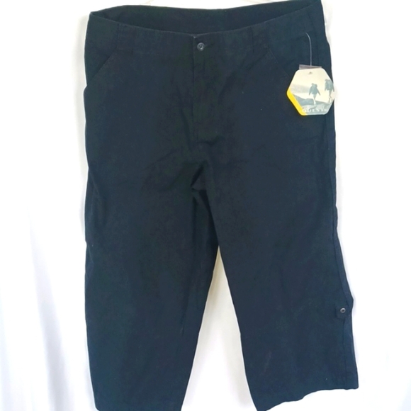 QUEST Women’s Navy Cargo Capri Hiking Pants Drawstring Leg and Waist, Size 14 - Picture 1 of 6